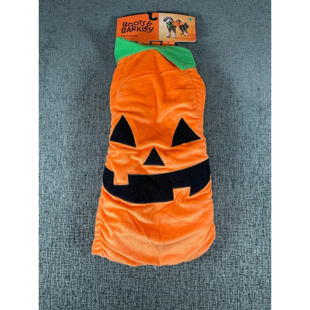 Boots & Barkley Pumpkin Pet Costume Orange Jack-O-Lantern Large L Up to 80 lbs